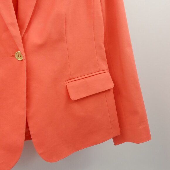 Vince Camuto Blazer Jacket Women's 12 Coral Orange Stretch Tailored Gold Buttons - Picture 3 of 8